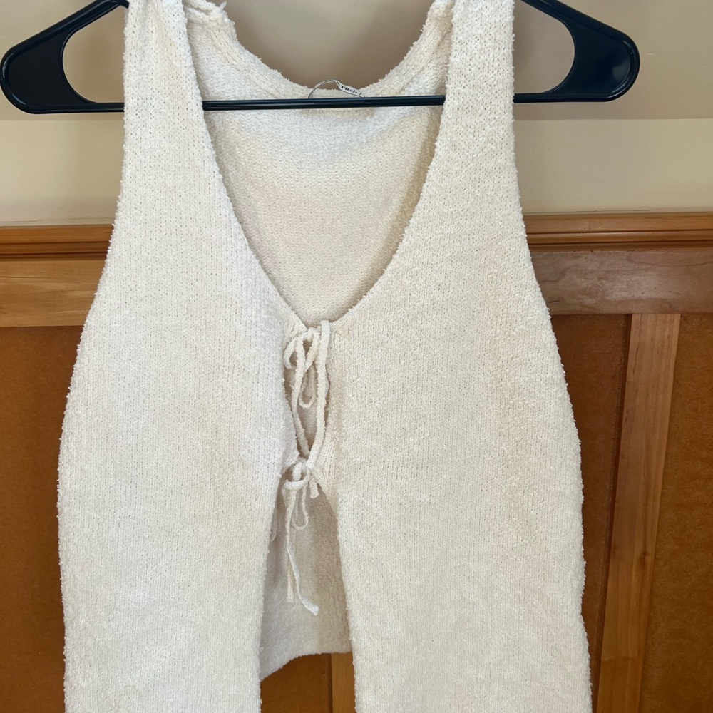 Abercrombie & Fitch Cream Tie Front Tank Top